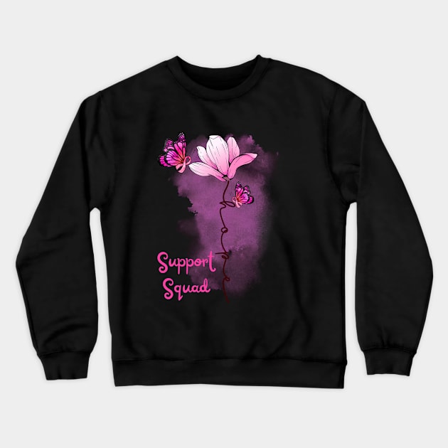 Support Squad Breast Cancer Awareness Crewneck Sweatshirt by Myartstor 